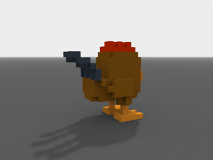voxel rooster low-poly 3D Model