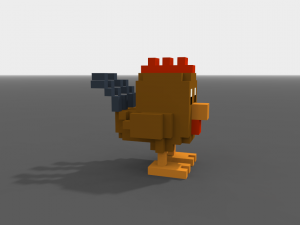 voxel rooster low-poly 3D Model