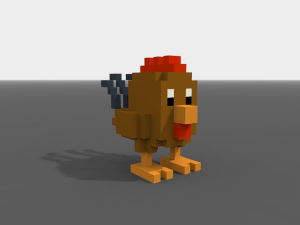 voxel rooster low-poly 3D Model