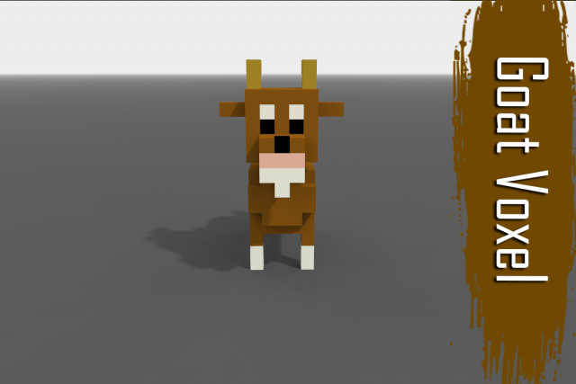 voxel goat low-poly Model 3D .c4d .max .obj .3ds .fbx .stl .blend 