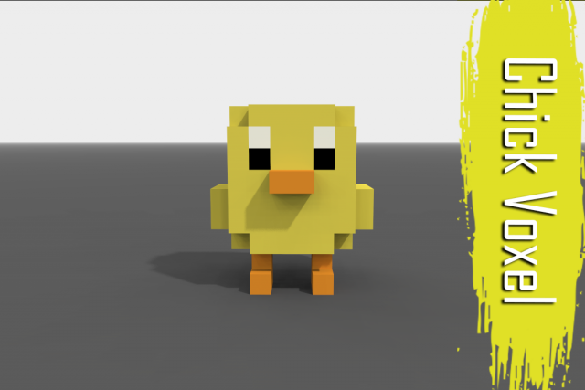 voxel chick low-poly Modelo 3D .c4d .max .obj .3ds .fbx .stl .blend 