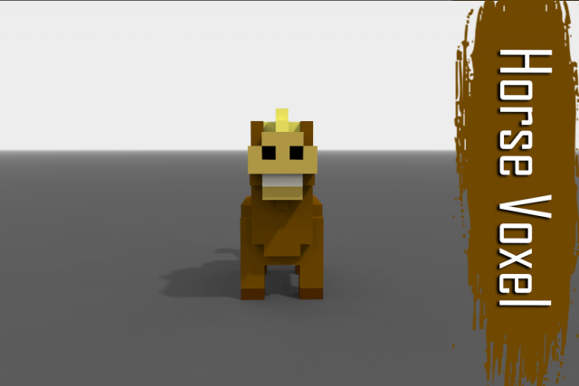 voxel horse low-poly 3D Model .c4d .max .obj .3ds .fbx .stl .blend 