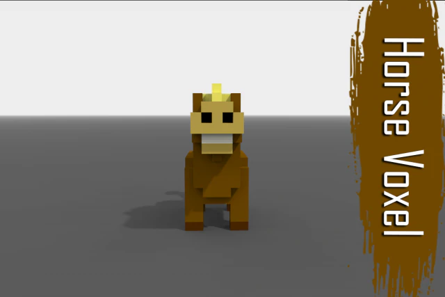 voxel horse low-poly 3D Model .c4d .max .obj .3ds .fbx .stl .blend
