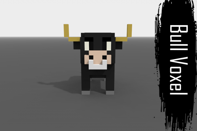 voxel bull low-poly Model 3D .c4d .max .obj .3ds .fbx .stl .blend 