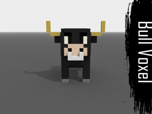 voxel bull low-poly Model 3D
