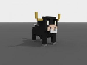 voxel bull low-poly Model 3D