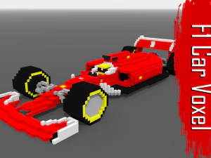 carro voxel f1 - baixo poli 3d Modelo 3D
