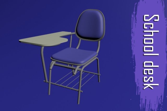 school desk 3d model Model 3D .c4d .max .obj .3ds .fbx .stl .blend 