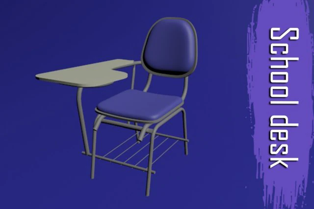 school desk 3d model 3D Model .c4d .max .obj .3ds .fbx .stl .blend 