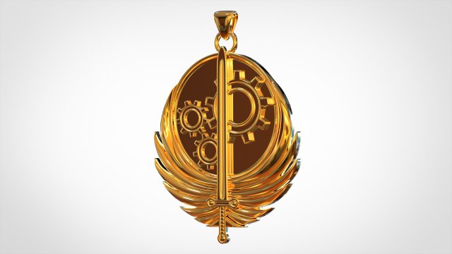 brotherhood of steel logo pendant Model 3D .c4d .max .obj .3ds .fbx .stl .blend 