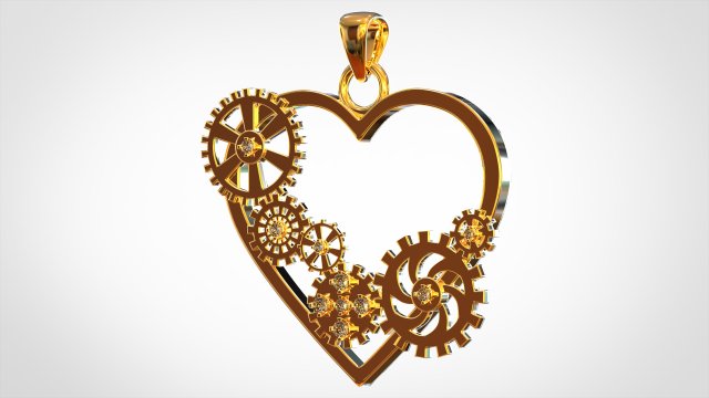 heart and gears pendant 3D मॉडल .c4d .max .obj .3ds .fbx .stl .blend 