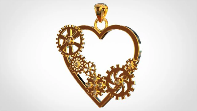 heart and gears pendant 3D Model .c4d .max .obj .3ds .fbx .stl .blend 
