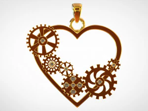 heart and gears pendant 3D Model