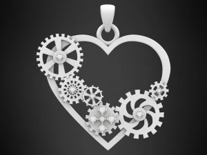 heart and gears pendant 3D Model
