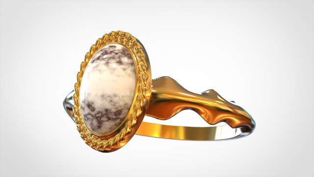 ring with white marble 3D Model .c4d .max .obj .3ds .fbx .stl .blend 