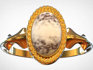 bague avec marbre blanc Modèle 3D