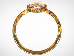 ring with white marble 3D Model