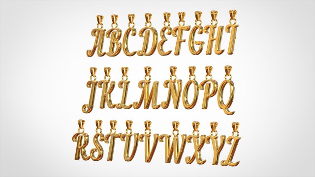 nautilus pompilius font alphabet pendants Model 3D .c4d .max .obj .3ds .fbx .stl .blend 