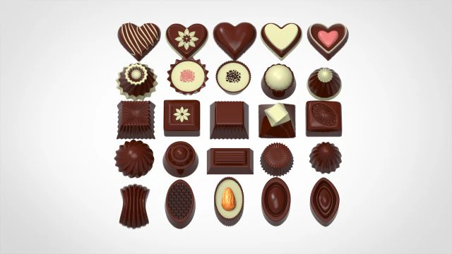Chocolate Candies 3D Model .c4d .max .obj .3ds .fbx .stl .blend 
