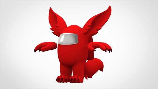 among us red werewolf 3D Модель .c4d .max .obj .3ds .fbx .stl .blend 