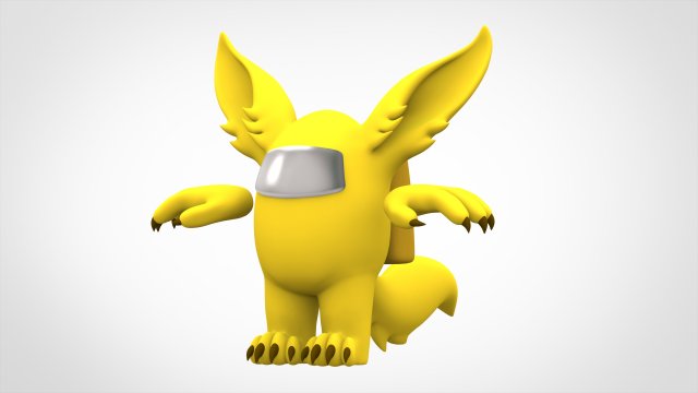 among us yellow werewolf 3D मॉडल .c4d .max .obj .3ds .fbx .stl .blend