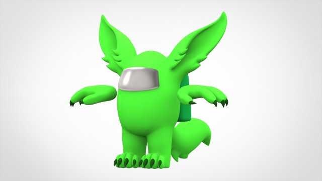 among us lime werewolf 3D Model .c4d .max .obj .3ds .fbx .stl .blend 