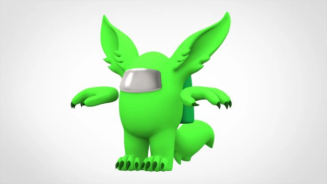 among us lime werewolf 3D Model .c4d .max .obj .3ds .fbx .stl .blend 