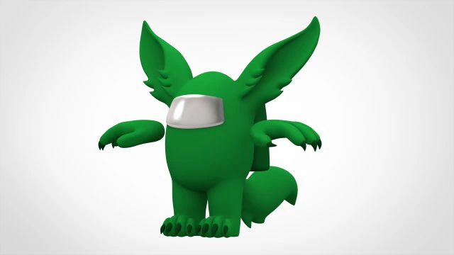 among us green werewolf 3D Model .c4d .max .obj .3ds .fbx .stl .blend