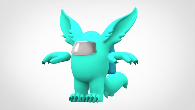 among us cyan werewolf 3D Model .c4d .max .obj .3ds .fbx .stl .blend 