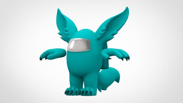among us teal werewolf 3D Model .c4d .max .obj .3ds .fbx .stl .blend 