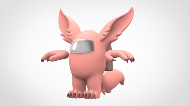 among us peach werewolf Model 3D .c4d .max .obj .3ds .fbx .stl .blend 