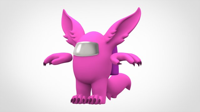among us pink werewolf Model 3D .c4d .max .obj .3ds .fbx .stl .blend 
