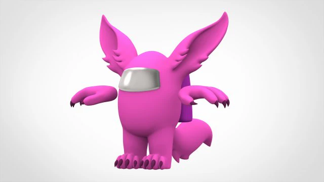 among us pink werewolf 3D Model .c4d .max .obj .3ds .fbx .stl .blend 