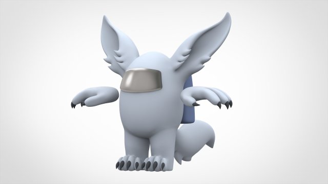 among us white werewolf 3D 모델 .c4d .max .obj .3ds .fbx .stl .blend 