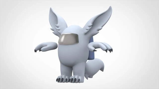 among us white werewolf 3D Model .c4d .max .obj .3ds .fbx .stl .blend