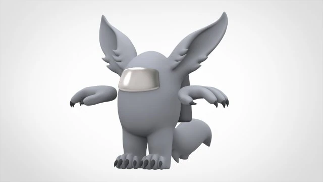 among us silver werewolf 3D Model .c4d .max .obj .3ds .fbx .stl .blend 