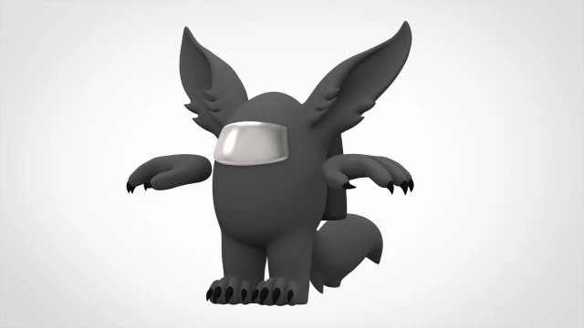 among us grey werewolf 3D Model .c4d .max .obj .3ds .fbx .stl .blend 