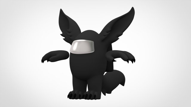 among us black werewolf 3D 모델 .c4d .max .obj .3ds .fbx .stl .blend 