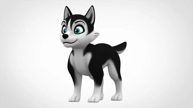 husky puppy 3D Model .c4d .max .obj .3ds .fbx .stl .blend