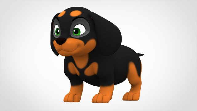 dachshund puppy 3D Model .c4d .max .obj .3ds .fbx .stl .blend