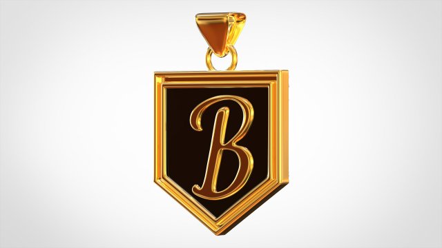 letter b pendant 3D Model .c4d .max .obj .3ds .fbx .stl .blend 
