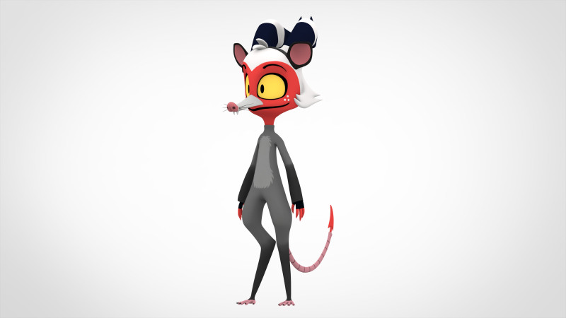 Moxxie Opossum 3D Model .c4d .max .obj .3ds .fbx .stl .blend 