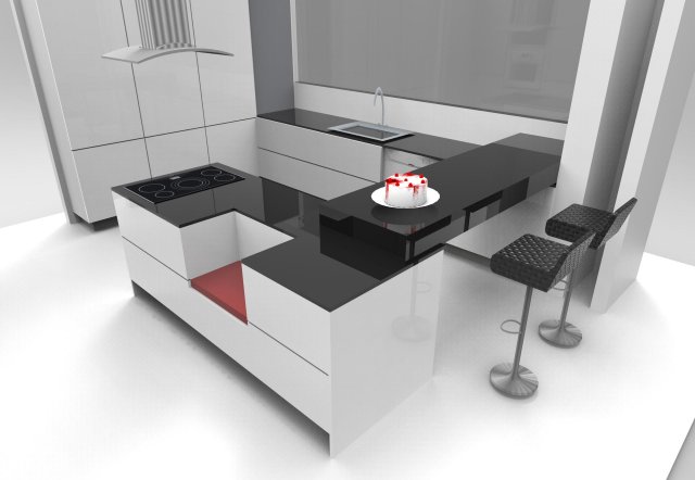minimalist kitchen 3D Model .c4d .max .obj .3ds .fbx .stl .blend