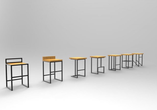 set of bar stools 3D Modell .c4d .max .obj .3ds .fbx .stl .blend
