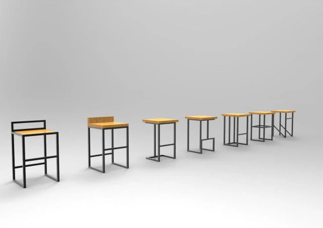 set of bar stools 3D Model .c4d .max .obj .3ds .fbx .stl .blend