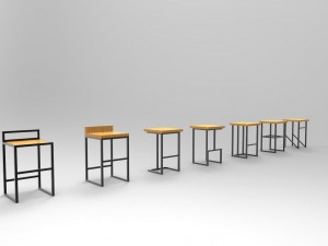 set of bar stools 3D Model