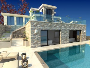 exterior house villa with pool scene 3Dモデル