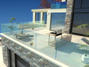 Вилла снаружи дома со сценой у бассейна 3D Модель