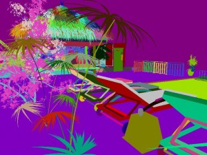 exterior resort sitting area shot Model 3D