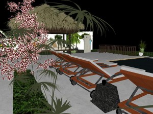 exterior resort sitting area shot Model 3D